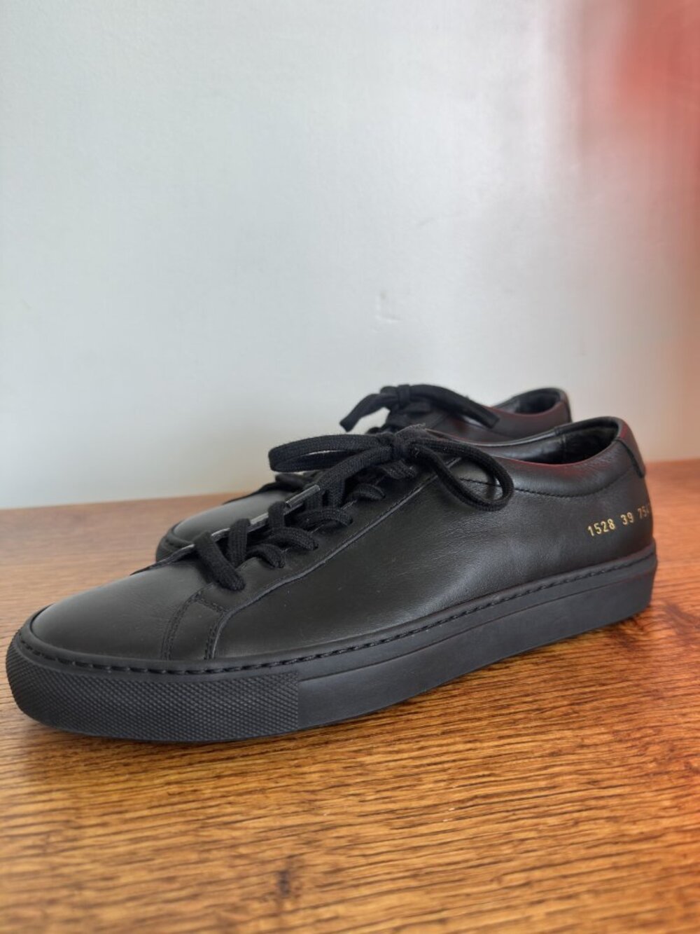 COMMON PROJECTS ORIGINAL ACHILLES LEATHER SNEAKERS SIZE 39 US 6 IN BLACK